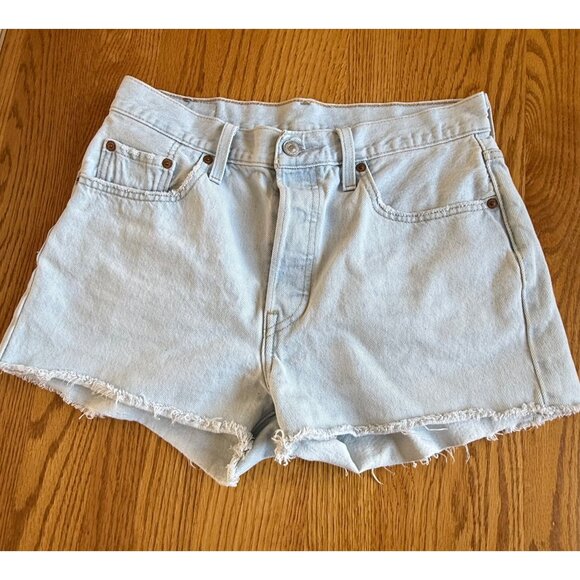 Levi's Pants - Levi's 501 Light Wash Button Fly Raw Hem Denim Jean Shorts Size 29 Waist / Size